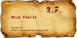 Nick Patrik névjegykártya