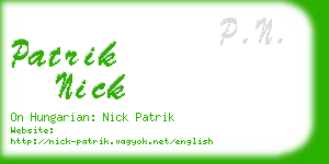 patrik nick business card